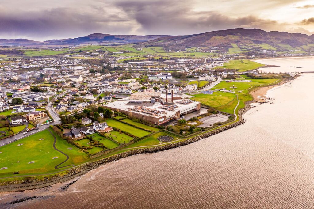 Aerial view of the town Buncrana in County Donegal